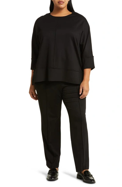 Jones New York Serenity Three Quarter Sleeve Knit Top In Jones Black