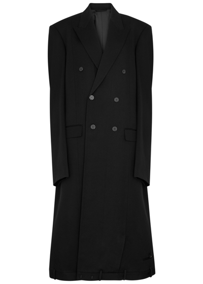 Shop Balenciaga Deconstructed Double-breasted Wool Coat In Black