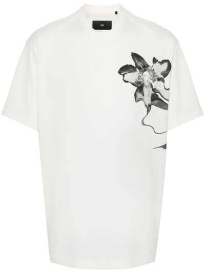 Shop Y-3 Logo Cotton T-shirt In White