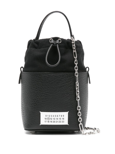 Shop Maison Margiela 5ac Small Leather Bucket Bag In Black