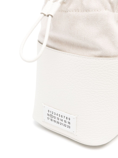 Shop Maison Margiela 5ac Small Leather Bucket Bag In White