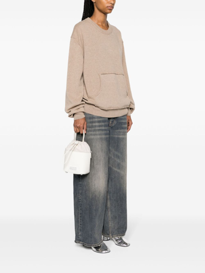 Shop Maison Margiela 5ac Small Leather Bucket Bag In White