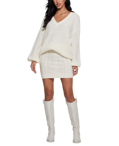 Shop Guess Women's Brielle Pull-on Mini Sweater Skirt In Cream White