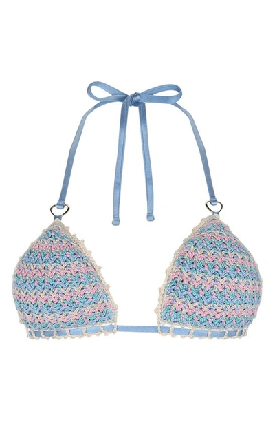 Shop Capittana Isabella Multicolor Crochet Bikini Top In Light Blue