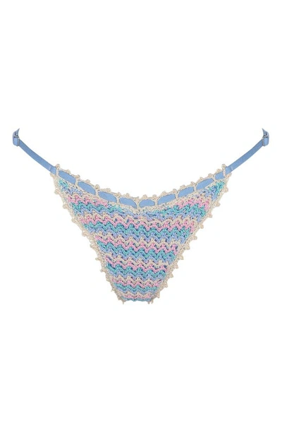 Capittana Isabella Multicolor Crochet Bikini Bottoms In Light Blue