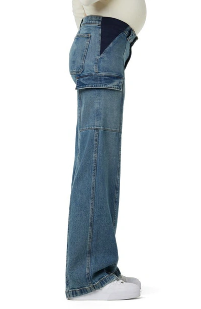 Shop Hudson Wide Leg Cargo Maternity Jeans In Deep Indigo