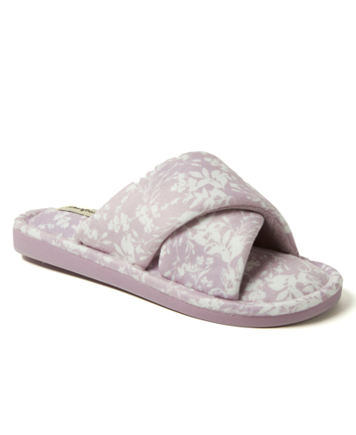Shop Dearfoams Women's Emberlynn Velour Crossband Slide Slippers In Purple Print