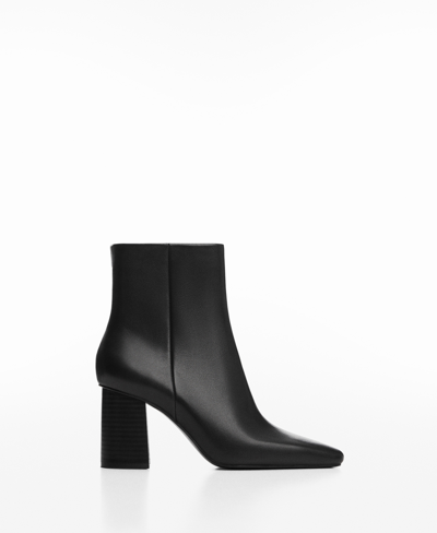 Shop Mango Women's Squared Toe Leather Ankle Boots In Black