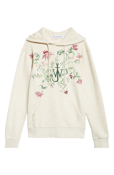 Shop Jw Anderson X Pol Anglada Anchor Logo Thistle Embroidered French Terry Hoodie In Oatmeal Melange