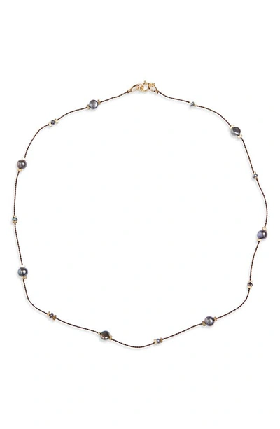 Shop Isshi Desnuda Pearl Station Necklace In Rock
