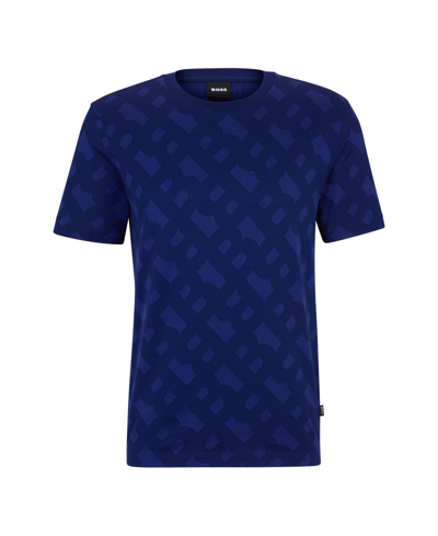Shop Hugo Boss Boss By  Men's Monogram Jacquard Regular-fit T-shirt In Dark Purple