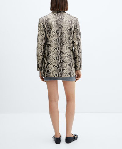 Mango Women's Snake Print Blazer In White