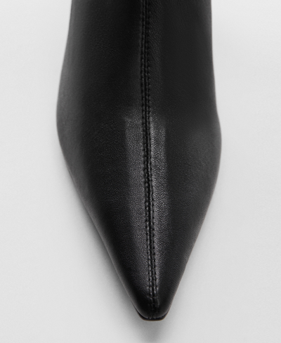 Shop Mango Women's Kitten Heels Leather Boots In Black