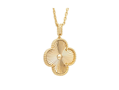 Shop Rivka Friedman Satin Finish Large Clover Pendant Necklace In Gold