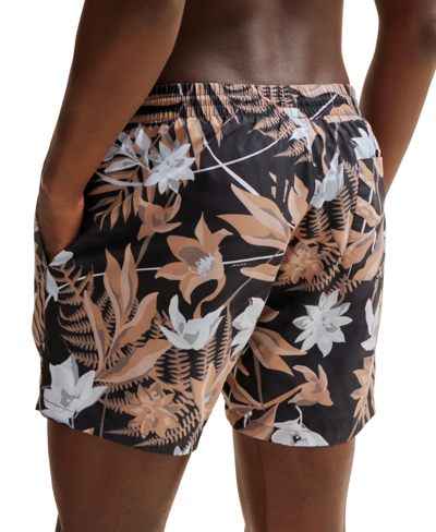 Shop Hugo Boss Boss By  Men's Tropical-print Quick-drying Swim Shorts In Medium Beige