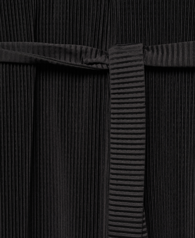 Shop Mango Women's Bow Detail Pleated Jumpsuit In Black