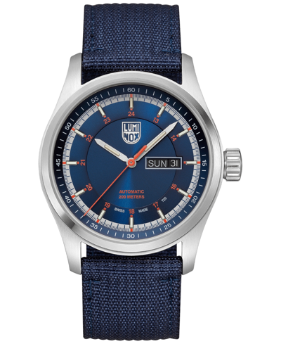 Shop Luminox Men's Swiss Automatic Atacama Field Blue Nylon Strap Watch 44mm In No Color