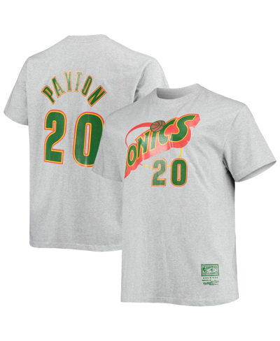 Mitchell & Ness Gary Payton Heathered Gray Seattle Supersonics Big & Tall Hardwood Classics Name & N In Heathered Gray