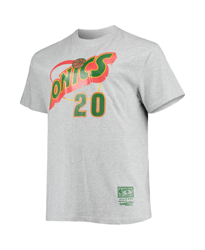 Mitchell & Ness Gary Payton Heathered Gray Seattle Supersonics Big & Tall Hardwood Classics Name & N In Heathered Gray