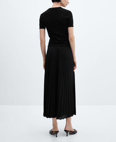 Shop Mango Women's Pleated Long Skirt In Black