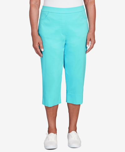 Shop Alfred Dunner Petite Classic Allure Super Stretch Pull-on Clam Digger In Turquoise