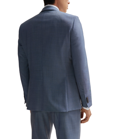 Shop Hugo Boss Boss By  Men's Micro-patterned Slim-fit Suit In Medium Blue