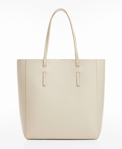 Shop Mango Women's Leather-effect Shopper Bag In Off White