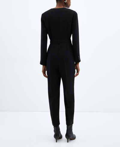 Shop Mango Women's Wrap Long Jumpsuit In Black