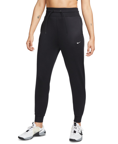 Shop Nike Women's Therma-fit One High-waisted 7/8 Jogger Pants In Black,white