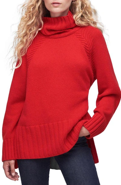 Shop Barbour Norma Roll Neck High-low Sweater In Blaze Red