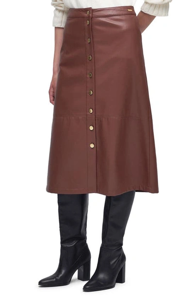 Shop Barbour Alberta Faux Leather Skirt In Cognac
