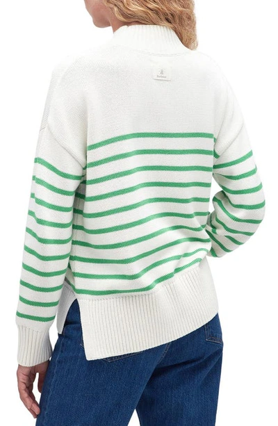 Barbour Oakfield Womens Funnel Neck Jumper In Aran Stripe