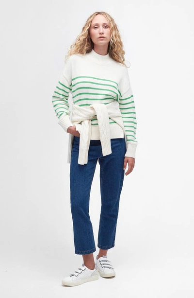 Barbour Oakfield Womens Funnel Neck Jumper In Aran Stripe