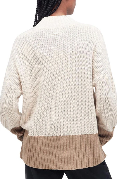 Shop Barbour Elsa Cotton & Wool Blend Funnel Neck Sweater In Light Fawn