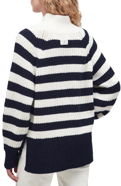 Shop Barbour Silverdale Breton Stripe Funnel Neck Sweater In Aran