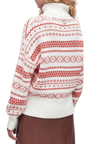 Shop Barbour Jeanne Roll Neck Wool Blend Sweater In Red/ White