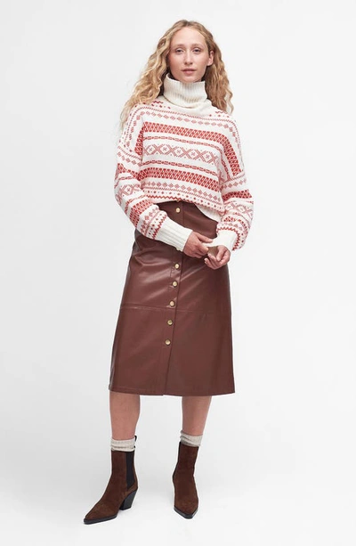 Shop Barbour Jeanne Roll Neck Wool Blend Sweater In Red/ White
