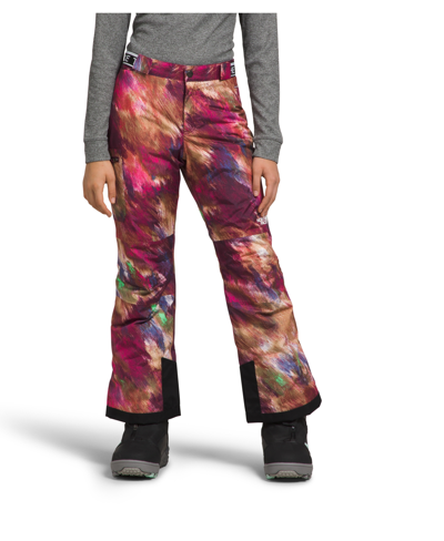 Shop The North Face Big Girls Freedom Insulated Waistband Pants In Boysenberry Paint Lightening Small Print