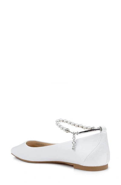 Shop Badgley Mischka London Ankle Strap Flat In White
