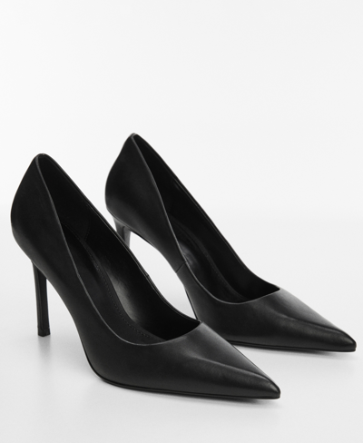 Shop Mango Women's Heel Leather Shoes In Black