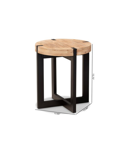 Baxton Studio Horace Rustic And Industrial 15.7" Finished Wood And Finished Metal End Table In Brown,black