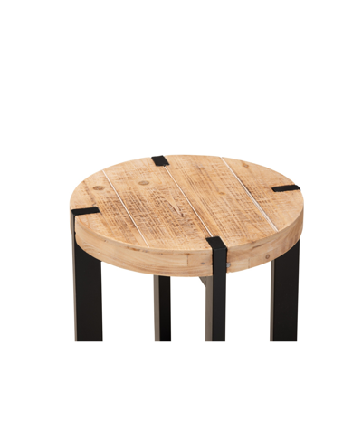 Baxton Studio Horace Rustic And Industrial 15.7" Finished Wood And Finished Metal End Table In Brown,black