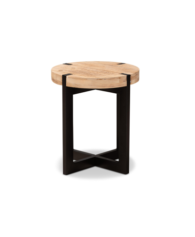 Baxton Studio Horace Rustic And Industrial 15.7" Finished Wood And Finished Metal End Table In Brown,black