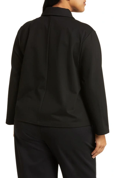 Shop Eileen Fisher Classic Collar Zip Jacket In Black