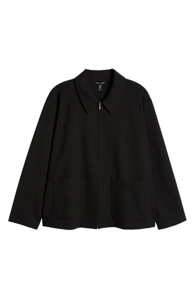 Shop Eileen Fisher Classic Collar Zip Jacket In Black
