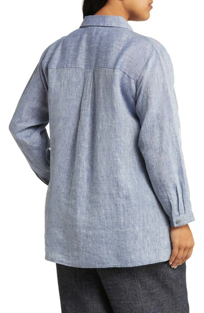 Shop Eileen Fisher Classic Collar Easy Organic Linen Chambray Button-up Shirt