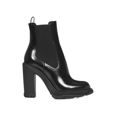 Shop Alexander Mcqueen Chelsea Tread Heel Boots In Black