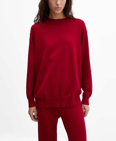 Shop Mango Women's Round-neck Knitted Sweater In Red