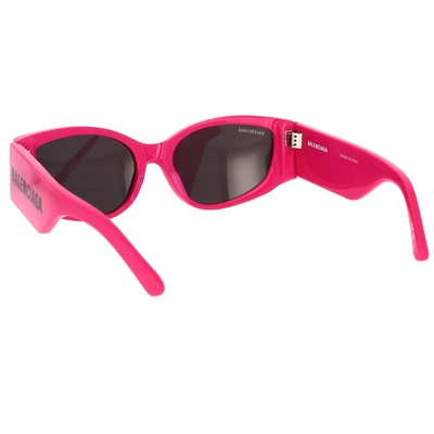 Balenciaga Logo-print Rectangle-frame Sunglasses In Fuchsia