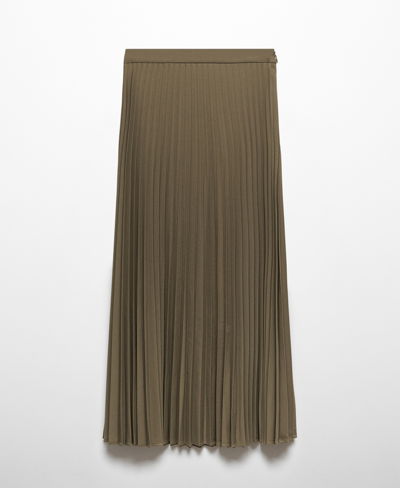 Shop Mango Women's Pleated Long Skirt In Green